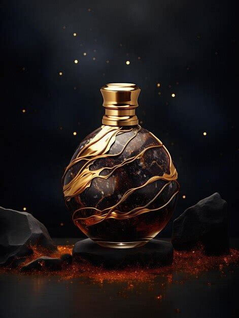 Premium Photo A Bottle Of Gold Colored Perfume With Gold And Gold