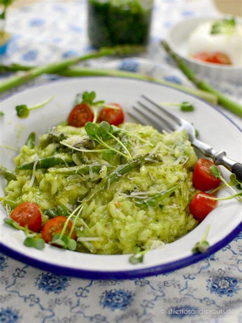 Bärlauch Risotto mit grünem Spargel Stilettos Sprouts Sprout