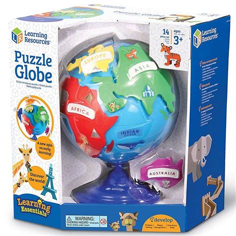 This globe is a 3D preschool puzzle presenting world continents, oceans ...