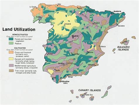 Spain agriculture map - Map of Spain agriculture (Southern Europe - Europe)