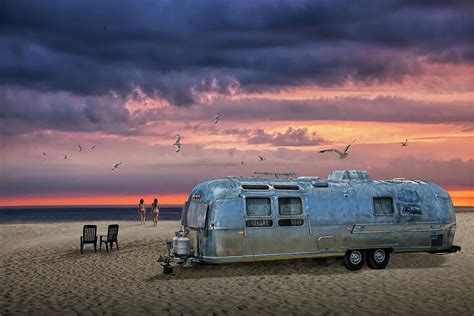 Airstream Trailer on the Beach at Sunset Photograph by Randall Nyhof ...