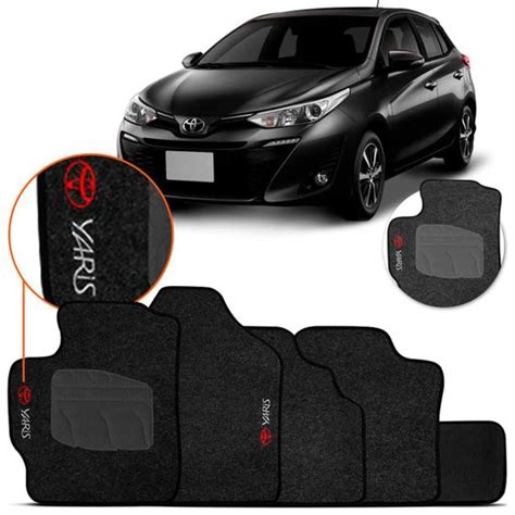 Jogo De Tapetes Carpete Yaris Hatch Sedan 2018 A 2022 Preto Grafite