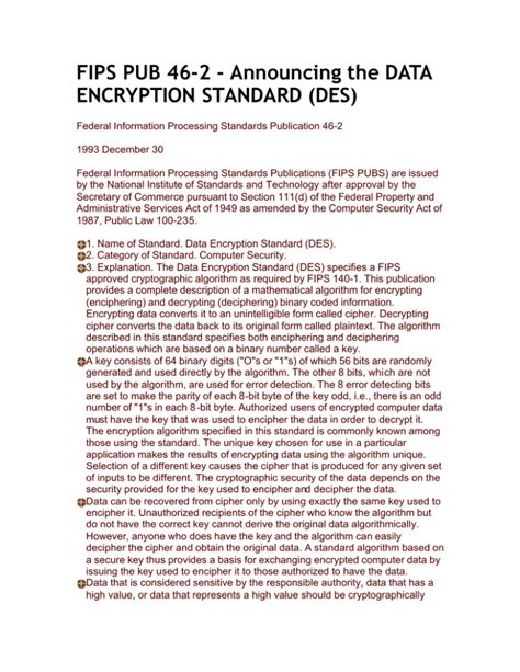 Fips Pub Announcing The Data Encryption Standard