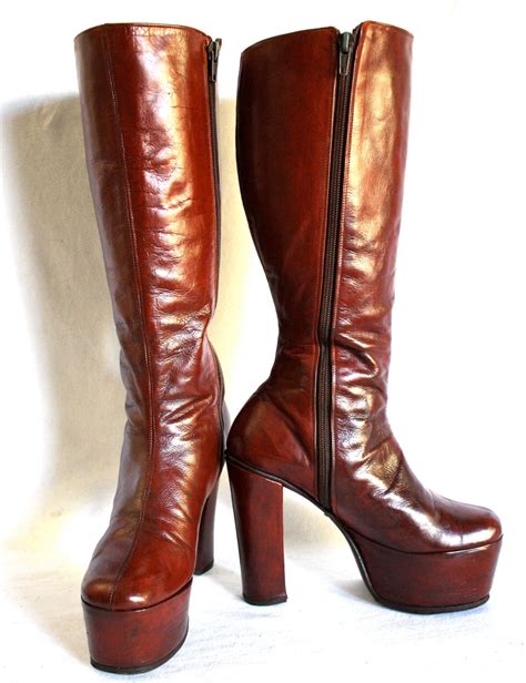 Vintage 70s Platform Boots Darl Red Leather Rockstar 6us Etsy