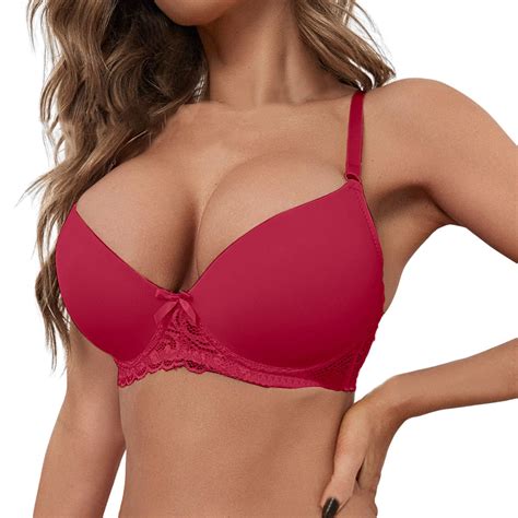 Sopiago Bra Underwire Push Up Bra Lace Lift Up Bra Zero Gaps Silky