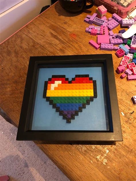 Colorful Lego Mosaic Heart Artwork