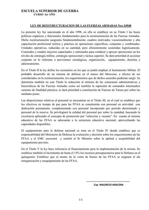 Ley De Reestructuracion De Las Fuerzas Armadas Nro Pdf