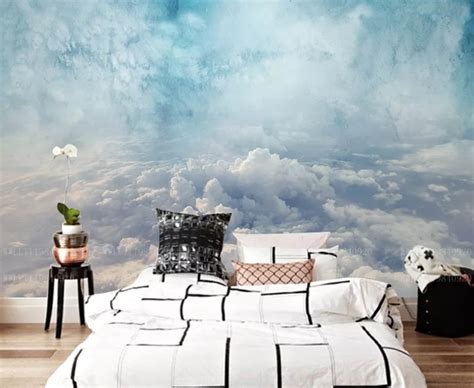 Hand Painted Abstract Clouds Wallpaper Wall Mural Rendering Etsy Uk