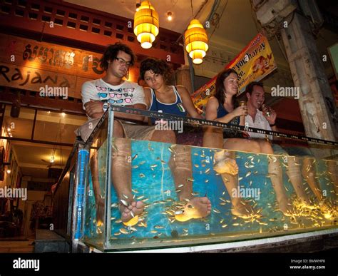 Tourists Enjoying A Fish Massage In Siem Reap Cambodia The Fish Eat