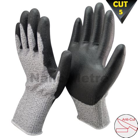 Nmsafety Pu Coated Cut Resistant Level Hand Protection Gloves