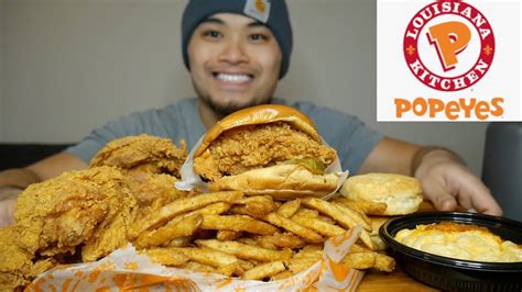 Popeyes Asmr Mukbang Chicken Sando Cajun Fries Mac And Cheese