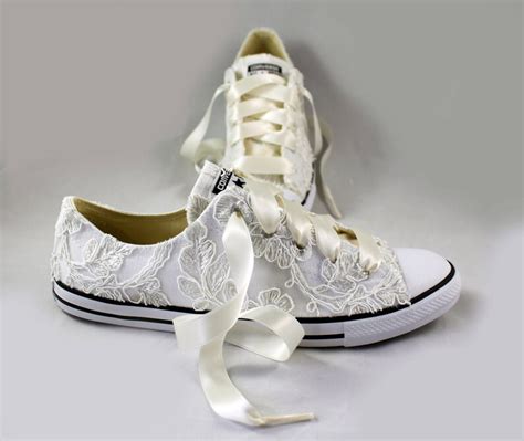 Floral Ivory Lace Wedding Converse Ivory Lace Bridal Etsy