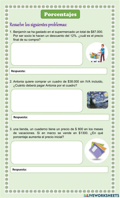 Problemas De Porcentaje Interactive Worksheet Artofit