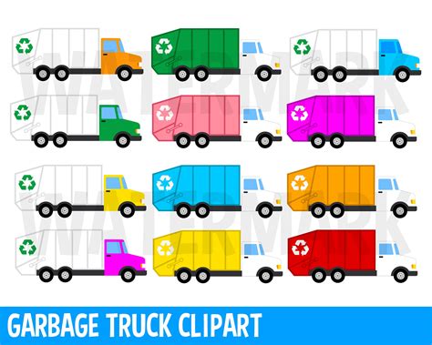 Cute Garbage Truck Clipart Recycling Vehicle Clip Art - Etsy UK