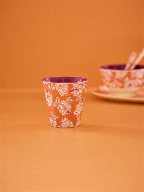 Rice Melamine Cup Faded Hibiscus Zininshop