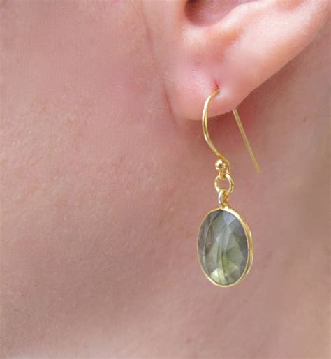 Oval Labradorite Dangle Earrings Boho Labradorite Drop Etsy