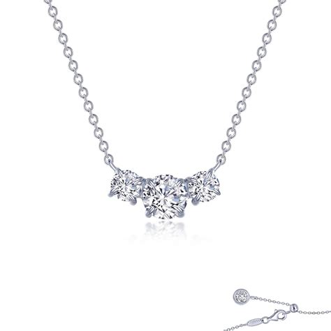 Lafonn Three Stone Simulated Round Cut Diamond Necklace | N0259CLP20