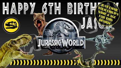 Personalized Birthday Banners Happy Birthday Banners Personalised Jurassic World Jurassic