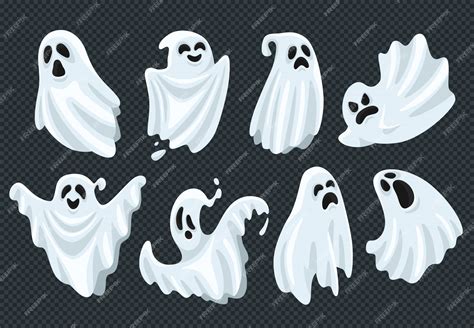 Premium Vector Spooky Halloween Ghost Set