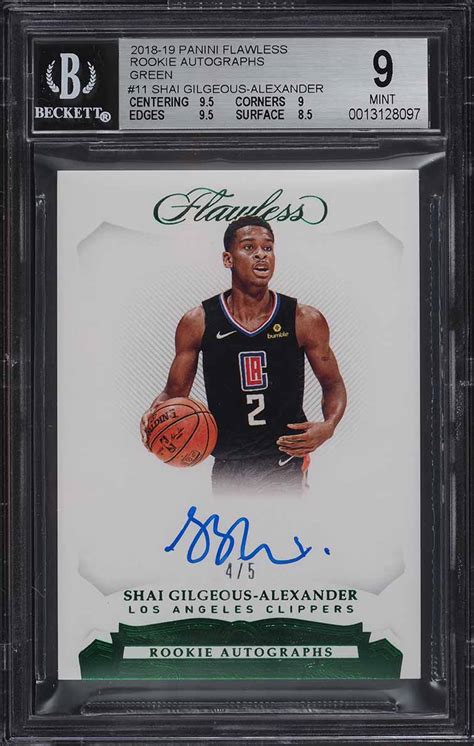 2018 Panini Flawless Green Shai Gilgeous Alexander ROOKIE AUTO 5 RA