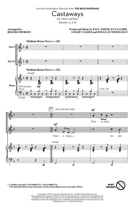 The Backyardigans 'Castaways (arr. Roger Emerson)' Sheet Music and Printable PDF Music Notes in ...