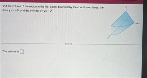 Solved Find The Volume Of The Region In The First Octant Chegg