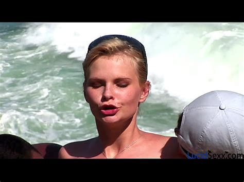 Beach Slut With Nice Boobs Gets DP Ed By Two Guys And Takes Cum Down Her Throat And On Her Tits