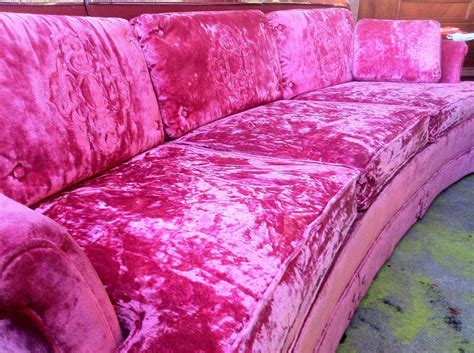1960s Hot Pink Crushed Velvet Sofa Crushed Velvet Sofa Pink