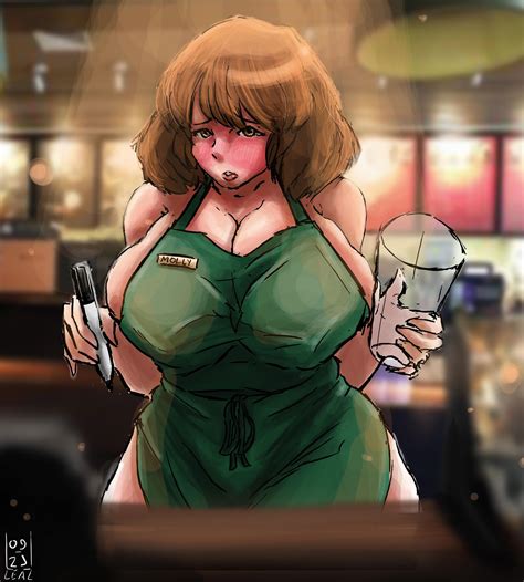 Rule 34 Apron Big Ass Big Breasts Breasts Clerk Iced Latte With Breast Milk Leal Arts Meme