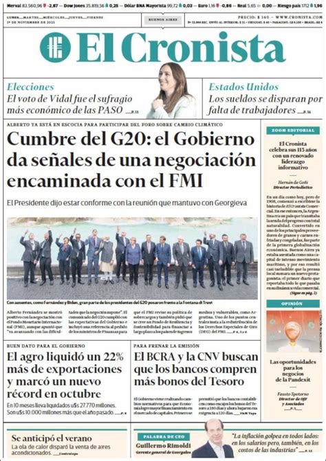 Periódico El Cronista Comercial Argentina Periódicos De Argentina Edición De Lunes 1 De