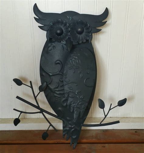 Metal Owl Wall Decor Hand Paintedhand By Brittsdiversestyle