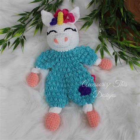 Crochet Pattern Unicorn Ragdoll Lovey Amigurumi Stuffy Softie