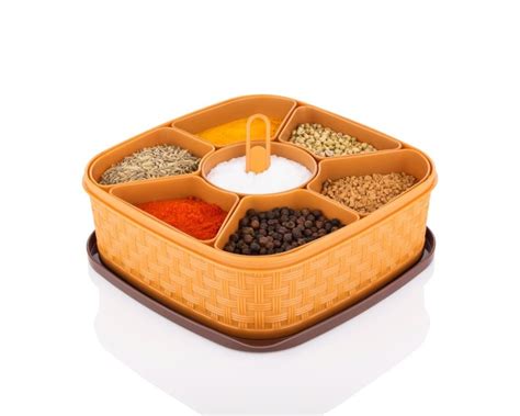 Plastic 7 Sections Multipurpose Masala Rangoli Dabba Box Set Spice Box