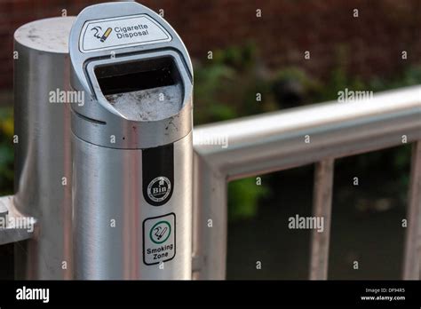 Cigarette Disposal Bin In Smoking Zone Stock Photo Alamy