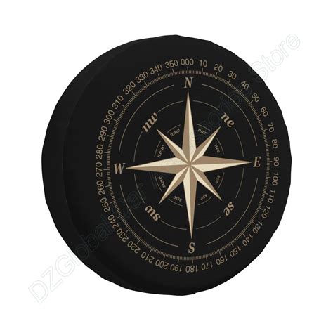 Compass Rose Black Spare Tire Cover UV Sun Wheel Covers Fit For Trailer