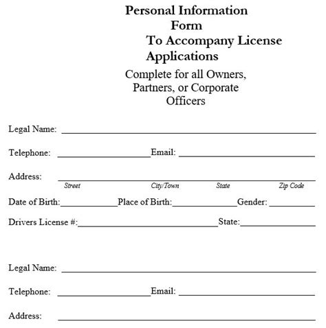 Free Personal Information Forms And Templates [ms Word] Best Collections