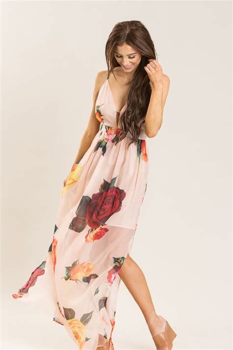 Cecilia Peach Floral Maxi Dress Maxi Dress Floral Print Maxi Dress Printed Maxi Dress