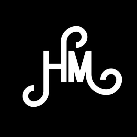 HM letter logo design on black background. HM creative initials letter logo concept. hm letter ...