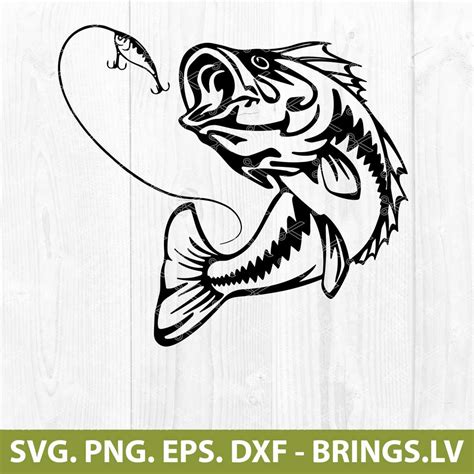 Bass Fish SVG Jumping Bass Fish SVG Fishing SVG Fish Clipart