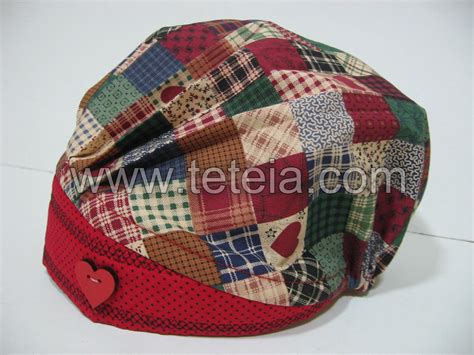 Tetéia Patchwork Touca cirúrgica estampa patchwork vermelho cód 184