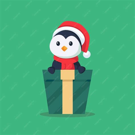 Premium Vector Cute Penguin In Christmas T Box Character Design