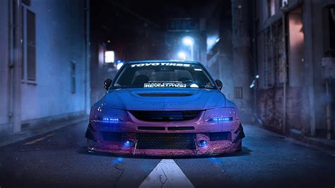 3840x2160px | free download | HD wallpaper: purple and blue car, Mitsubishi Lancer Evo IX ...