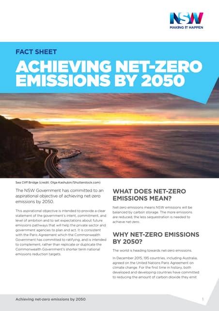 Achieving Net Zero Emissions By 2050 In Nsw Pdf