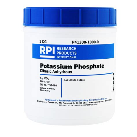 Lab, 1 kg, Potassium Phosphate - Dibasic - Anhydrous - 30UA20|P41300 ...