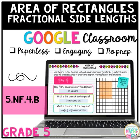 Area Of Rectangles With Fractional Side Lengths Digital Slides Loving Math