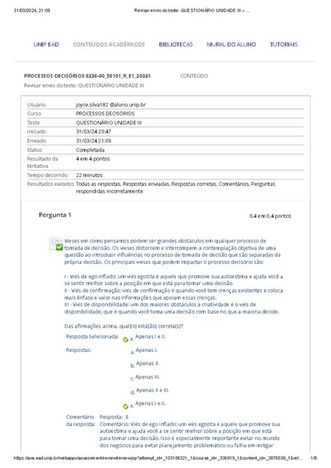 Questionário Unidade Iii Processos Decisorios 3 Revisar Envio Do