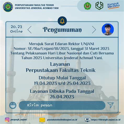 Pengumuman Libur Nasional Dan Cuti Bersama Menyambut Hari Raya Idul Fitri 1 Syawal 1444h 2023