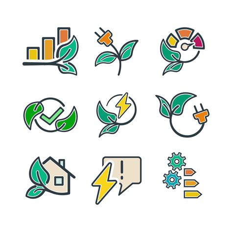 Energy Saving Related Simple Vector Flat Icons Set. 16795133 Vector Art ...