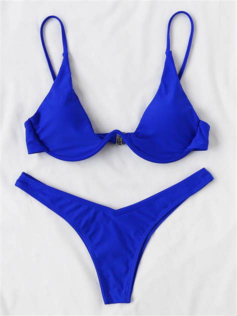 Shein Swim Vcay Mono Bikini Set Spaghetti Triangle Bra And High Cut