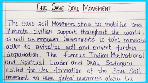 Essay On Save Soil Movement In English EssentialEssayWriting